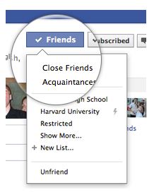 friends dropdown