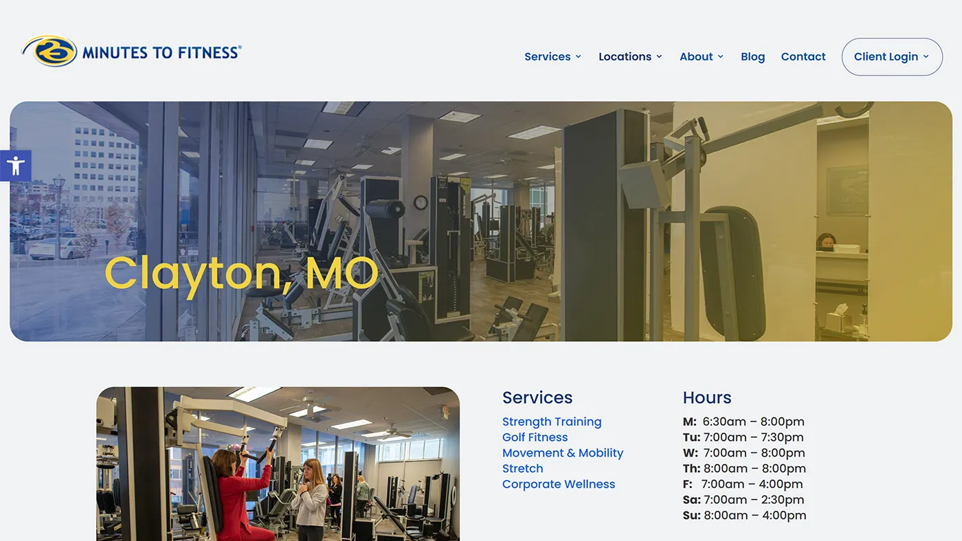 20 Minutes to Fitness Clayton, MO location page screenshot