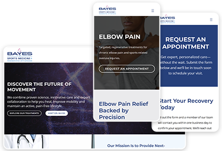 Bayes Sports Medicine website screenshots