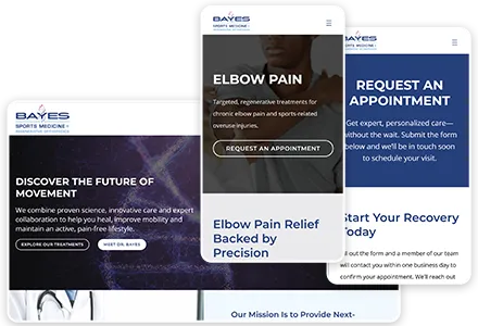 Bayes Sports Medicine website screenshots