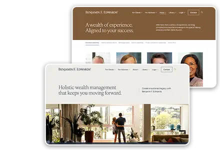 Screenshots of the custom WordPress web design for Benjamin F. Edwards