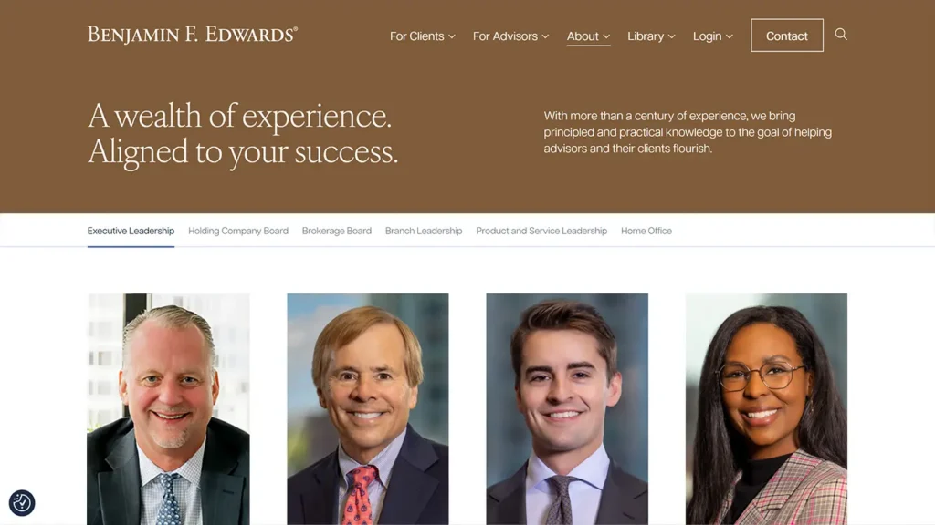 Website design screenshot for Benjamin F. Edwards Employees page.