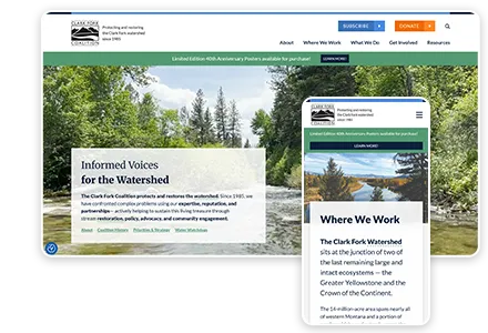 Clark Fork Coalition website screenshots