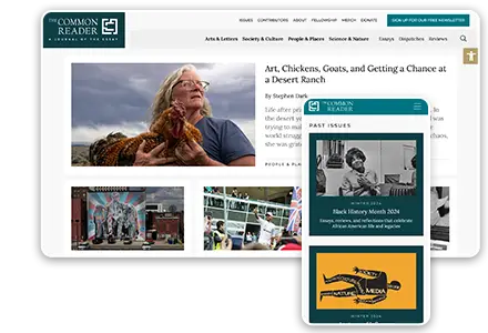 Website screenshots of The Common Reader website redesign project.