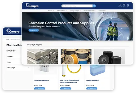 Corrpro ecommerce website screenshots