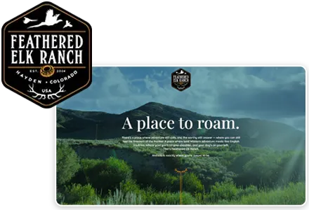 Feathered Elk Ranch logo and website screenshot