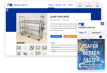 Screenshot images of nationalcart.com website