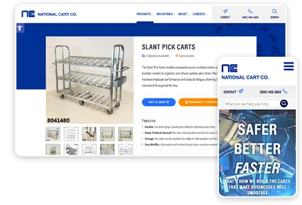 Screenshot images of nationalcart.com website