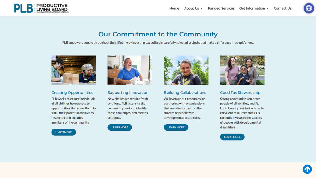 Productive Living Board of St. Louis County web design screenshot