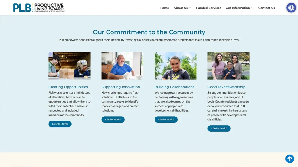 Productive Living Board of St. Louis County web design screenshot