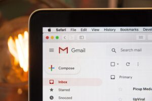 picture of laptop displaying gmail on the screen
