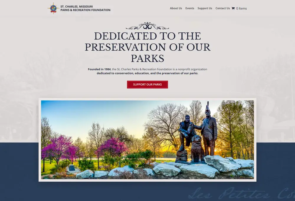 Example Non-Profit Website Design for St. Charles Parks Foundation